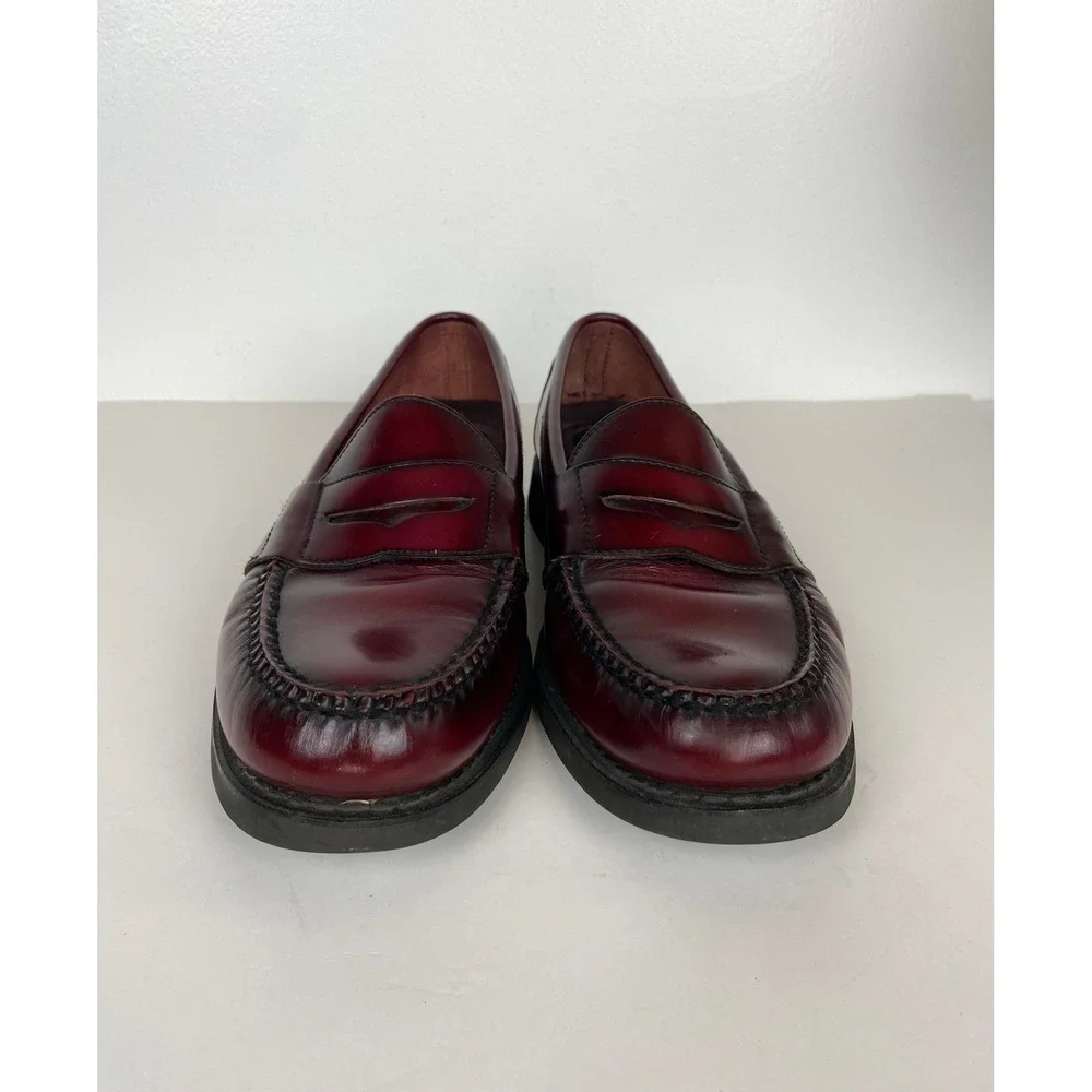 Rockport Men's Burgundy Leather Penny Loafers Size 9.5 N Peppy Classic Old Money